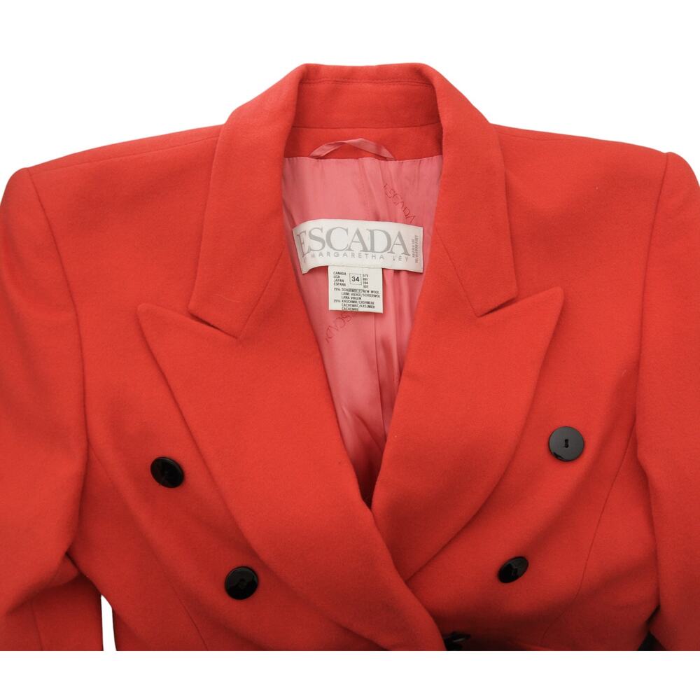 Escada Vintage Wool Cashmere Double Breasted Blazer Jacket 34 - Picture 5 of 5